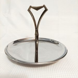 Kromex Mid Century Modern Serving Dish Tray Gold Silver Color Single Handled